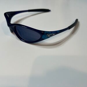 Y2K Rare Oakley Minute Crystal Blue w/ Flower/Ice Iridium Sunglasses No Case